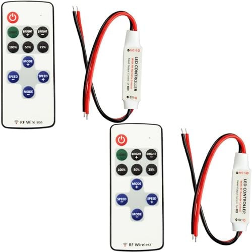 LITAELEK 2pcs Controllore Striscia LED RF Remoto DC 5V-24V 5A Ricevitore Nastro LED Regolatore Dimmer Banda Controller Telecomando per Monocromatiche COB e SMD 5050 3528 2835 5630 Strip