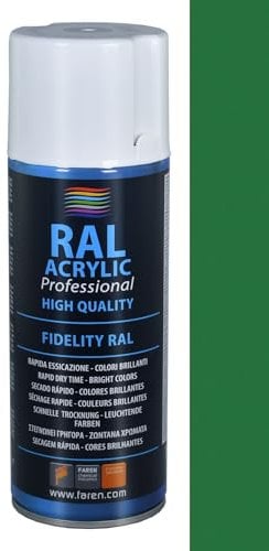 FAREN RAL ACRYLIC, Vernice spray Acrilica 100%, Smalto FIDELITY RAL, Colori Brillanti a Rapida Essiccazione, 400ml (RAL 6001 VERDE SMERALDO)(1pz)