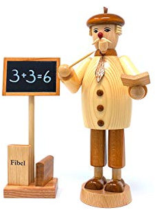Drechslerei Friedbert Uhlig, Räuchermännchen Nr. 078, Lehrer, 25 cm hoch, aus regionalem Holz gedrechselt, echte Handarbeit aus dem Erzgebirge, Weihnachten, Holzkunst, Echtholz