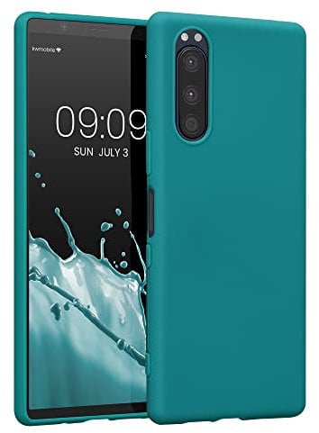 kwmobile Hülle kompatibel mit Sony Xperia 5 Hülle - weiches TPU Silikon Case - Cover geeignet für kabelloses Laden - Petrol matt