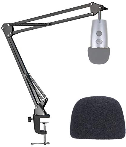 Blue Nano Mic Boom Arm with Foam Windscreen, Suspension Boom Scissor Arm Stand with Pop Filter Cover for Blue Yeti Nano Microphone by SUNMON