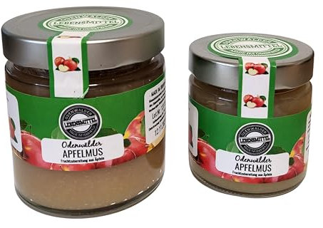 Odenwälder Lebensmittel Apfelmus aus regionalen Äpfeln, 100% Naturbelassen & ohne Zuckerzusatz, Geschmackvoll, Frisch & nachhaltig im Glas – Made in Germany (180g)