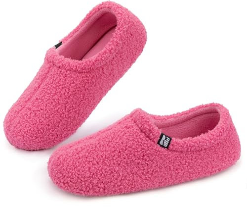 RockDove Chausson d'Intérieur Fermé en Polaire Teddy pour Femme, 42/43 EU, Rose Vif