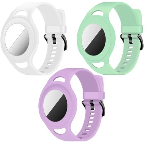 Coholl Silicone Airtag Pendant Silicone Strap, Suitable for Apple AirTag, Anti-Loss, Applicable Backpack, Child or Adult, GPS Tracker Bracelet, (Pack of 3)