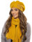 VIVISENCE Damen Baskenmütze Eleganter Wintermütze Und Schal Set Warm Kopfbedeckung Und Halsbedeckung An Winter Und Herbst Warm Dick, Winterset Für Frauen, Hergestellt In Der EU, Honig