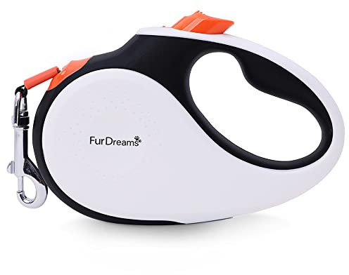 FurDreams Nylon Dog Lead - 5m (15kg/33lbs), Retractable Dog with Lock Button, Heavy Duty Extendable Lead, Anti-Tangle Leash with Comfortable Handle, Multiple Colours & Sizes upto 15kg