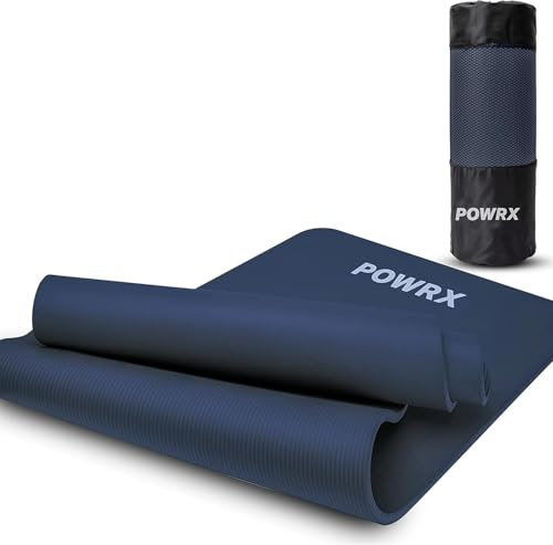 POWRX Gymnastikmatte Yogamatte (Beige 183 x 60 x 1 cm) 183 x 60 cm I Dicke: 1cm oder 1,5cm inkl. Tragegurt & Tasche versch. Farben