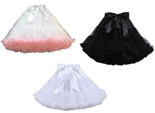 SSDH Femmes Tutu Costume Ballet Danse Multi-Layer Puffy Jupe Petticoat Tulle Jupon (Rose)