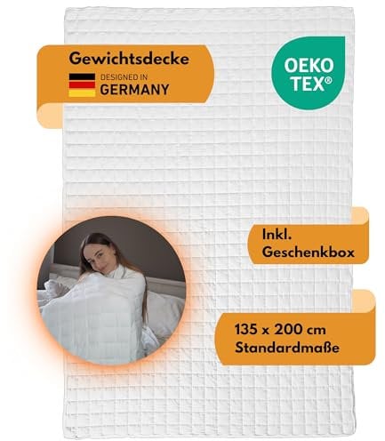 HARMONY® Gewichtsdecke 135x200cm 9kg I hypoallergen und waschbar I Schwere Anti-Stress Therapiedecke, Zertifiziert nach OekoTex I Besser schlafen Dank Schwerer Bettdecke - Heavy Weighted Blanket