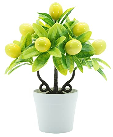 Dysetcs Künstliche Obstbaum, künstliche Obst, Orangenbaum, Bonsai, dekorative Kunstpflanze mit Töpfen, Schreibtisch-Dekoration für Zuhause, Hochzeit, Party, Büro, Schreibtisch-Dekoration, 2 Stück
