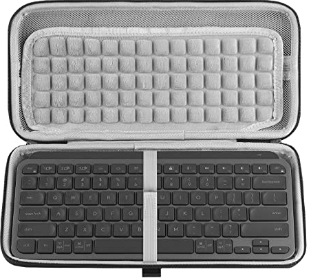 Geekria Hard Shell Keyboard Case Travel Carrying Bag, Compatible with Logitech MX Keys Mini Minimalist Wireless Illuminated Keyboard (Grey)