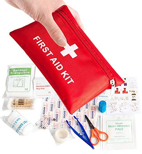 Trousse de Premiers Secours,108 PCS Mini Kits de Survie Petite Trousse de Survie d'urgence Sac de Médicale Comprend Bandage Tampons Soins pour Voyages Bureau à Domicile Voiture Randonnée