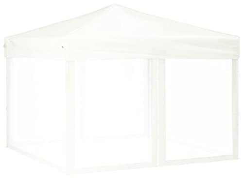 vidaXL Partyzelt Faltbar mit Seitenwänden Gartenzelt Festzelt Pavillon Zelt Gartenpavillon Gazebo Gartenlaube Bierzelt Faltzelt Camping Weiß 3x3 m