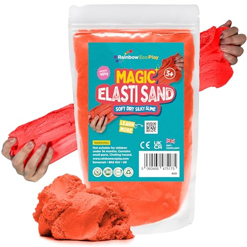 Rainbow Eco Play Magic Elasti Sensory Stretchy Natural Play Sand - 485g | Soft, stretchy sensory sand that flows like slime without the mess. Made from natural minerals