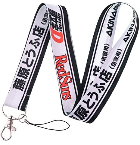 Initial D Akagi RedSuns Manga Anime 17,7 Zoll Neck Lanyard Schlüsselbund Halter ID Abzeichen Handy Pin Strap by Pinstant, Weiß, 17,7 Zoll, Weiß, 17,7 Zoll, blank, 17.7 inches