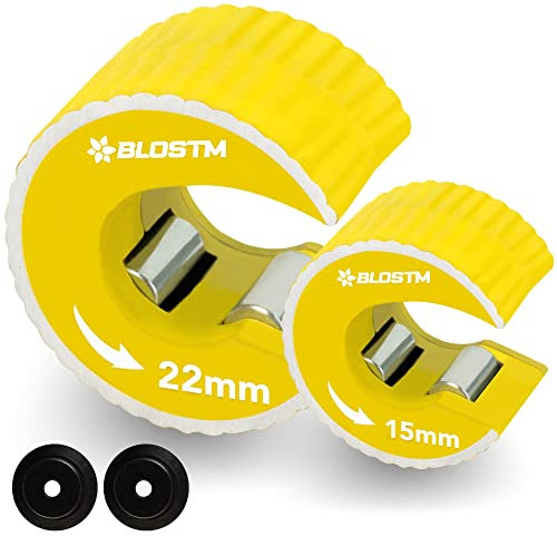 BLOSTM Tagliatubi Rame - Set di 2 Taglia Tubi 15 mm e da 22 mm - Taglia Rame con Lama Rotante per Tagli Puliti, Taglierina per Tubi per Spazi Ristretti - Tagliatubi Acciaio per Tubi in Rame (2 Pezzi)