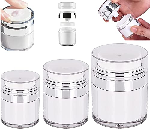 AISAL Airless-Pump-Jar, Acryl, Pumpspender, Zylindrisch, Weiß, 3 Stück, 0.5oz/1oz/1.7oz