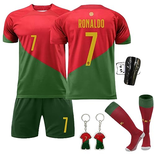 Ronronner Fußballtrikot Kinder Set, Nr.11 Kinder Fußball Trikot, Fußballtrikots, Fußball-Trainingstrikots Für Jungen, Trikot Fussball mit Socken und Schienbeinschoner Set-24