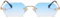 Ggpyyon Retro Rechteck Rahmenlose Sonnenbrille für Damen Herren Trendy Metall Gold Polygon Randlose Sonnenbrille(Gold/Gradient Light Blau)