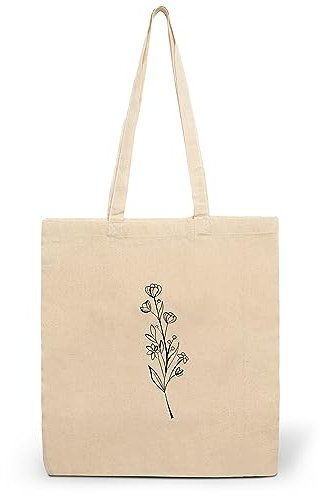 CLAMATO Tote bag tela in Cotone 38x42cm - Shopper in tessuto - Borse shopping - Canvas 130 g/m2 (fiori)