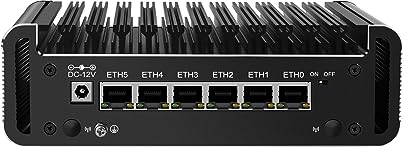 Micro Firewall Appliance, Mini PC, pFsense Plus, Mikrotik, OPNsense, VPN, Router PC, Intel Alder Lake-N 12th Gen N100, HUNSN RJ47, 6 x 2.5GbE I226-V, 2 x HDMI2.1, TF, Type-C, 8G DDR5 RAM, 128G SSD