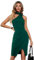 KOEMCY Vestido sin Mangas Mujer Asimétrico Cuello Halter Elegante Vestidos Verano Fiesta Coctel Corte Lateral Ropa Vestir para Eventos Formales