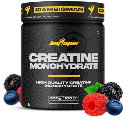 BigMan | Creatina Monohidrato 300Gr (Frutas del Bosque) | 200 Mesh | Incrementa Resistencia | Potencia los Efectos de los Entrenamientos | Crecimiento Muscular