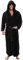 OBiQuzz Accappatoio da uomo lungo pigiama con cappuccio, in morbido pile, vestaglia invernale, tuta in peluche, calda e morbida, da notte, super morbida, Nero , XXL