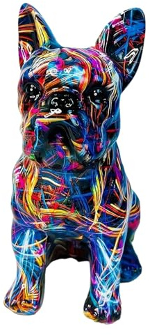 Französische Bulldogge Graffiti Skulptur - Kreative Kunstfigur aus Harz, Handwerkliches Ornament für Zuhause