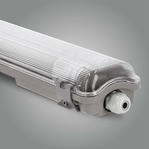 LED Universum Feuchtraum-Wannenleuchte 150cm IP65 mit zwei T8 LED-Röhren 44W 5280 Lumen neutralweiß 4000K flimmerfrei verknüpfbar | Kellerleuchte Nassraumleuchte Feuchtraumleuchte L1576xB94xH58mm