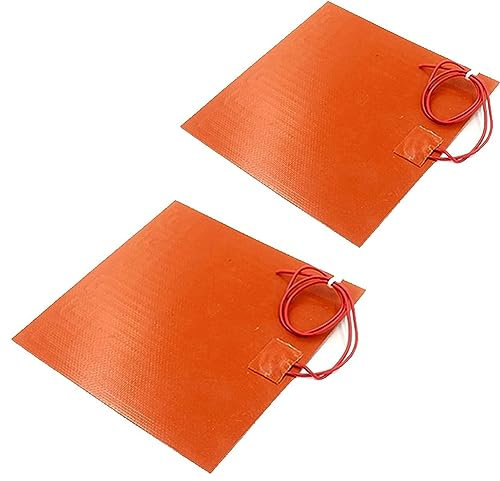 Duontyye 2 Piece Silicone Rubber Heating Pad Heating Baking Mats Electric Blanket Flexible Mat 12V 30W 200℃ Max (100X100mm)