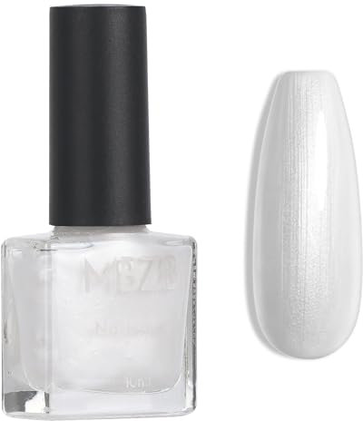 Pearl White Glitter Shell Shimmer Nail Varnish - Aurora White Quick Dry Water Based Long Lasting Nail Polish - DIY at Home Gift