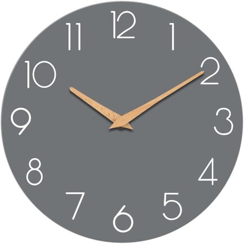 cicininc 8 Inch Battery Operated Wall Clock, Silent Analog, Gray