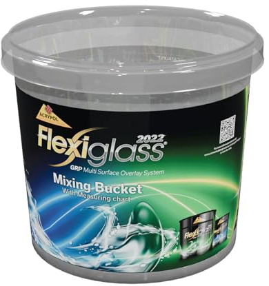 CROMAR ACRYPOL Flexiglass Mixing Bucket 10L | Heavy Duty PROGRP Builders Bucket with Measuring Chart | Premium Plastic Buckets | Container Tub for Mixing & Measurements