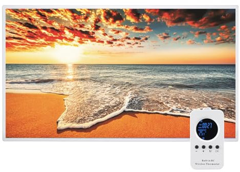 Hocosyme Riscaldamento a infrarossi immagine 600 W, Riscaldatore an Infrarossi per Montaggio a Parete Fino a 120 Gradi Celsius per 5-10㎡ TÜV 10 Anni di Garanzia - Tramonto