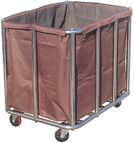 Multifunktionaler Aufbewahrungswagen, Servierwagen für den Haushalt, Wäschekorb-Sortierwagen aus Edelstahl mit Taschen, Reinigungswagen für Hotels mit abnehmbaren Rädern und Handtru