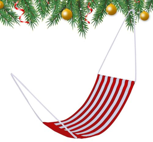 Schaukel Weihnachtshängematte | Weihnachten Gestreifte Puppenhängematte | Weihnachtszubehör Niedliche Weihnachtspuppenzubehör Und Requisiten | Niedliche Weihnachtspuppen-Accessoires Und Requisiten