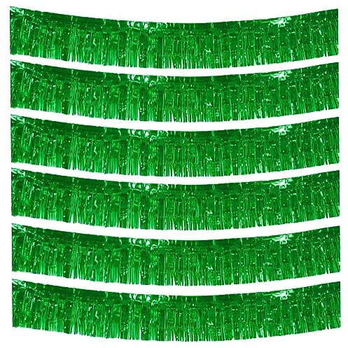 6-Pakete Folie Fringe Girland Metallic Folie Tinsel Fringe Girland Wand Hängende Fringe Banner für Parade Floats, Hochzeit, Weihnachten, Geburtstagsparty Halloween Deko (grün)