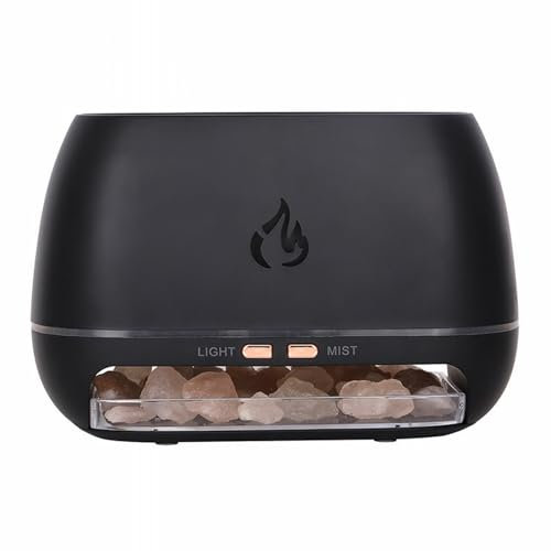 Coozy Land Coozy Home Rock Duftdiffusor, Rock-Lampe für Home Deco Yoga, handgeschnitzter Sockel aus echtem Holz Silber (Black, One Size)