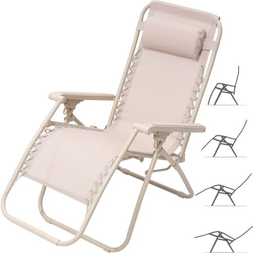 BAKAJI Sedia gravità Zero Sdraio da Giardino Poltrona Relax Pieghevole Salvaspazio Tubolari Acciaio 22mm Reclinabile in Texilene Traspirante, Mare Spiaggia Piscina Arredo Esterno (Sabbia)