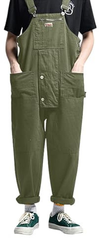 Salopette Uomo Jeans, Jeans Casual Taglie Forti Cotone Pantaloni Uomo Salopette Uomo Jeans Slim Fit Moda Multi Tasche Jumpsuit Salopette Uomo Lavoro Pantaloni Reggicalze per Il Tempo Libero