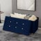 AKH HOUSEWARE 76 x 38cm Ottoman Storage Box with Lid Foot Bedside Stool for Bed Room, Living Room Furniture Velvet Storage Bench Toy Storage Box Ottoman Stool Seat (Navy Blue, 38 x 76 cm)