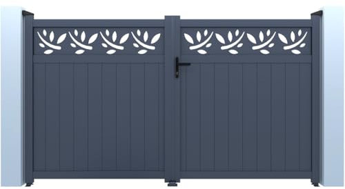 Habitat et Jardin Aluminiumtor halbdurchbrochen mit Maya-Motiv – 300 x 180 cm – Grau