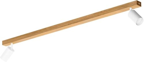 LED Wood Deckenstrahler 2 Flammig Schwenkbar - Handgefertigte Spots Deckenleuchte Modern aus Eiche - Strahler Deckenlampe Holz - GU10 Spotlight Lampe Wohnzimmer (Ohne Glühbirne) - Länge 90cm
