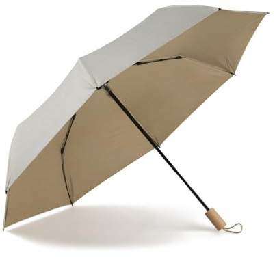 sunbarry UV Taschenschirm UPF 50+, zweifarbig, mit elegantem Holzgriff
