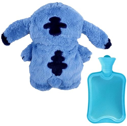 Auklet®Bouillotte - Bouteille Chauffante Peluche Alien, Cadeau pour Enfants & Amis, Décoration de Salon, Source de Chaleur en Hiver, (bleu)