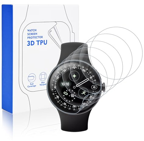 DiyGody 6-Stück Kompatibel mit Google Pixel Watch 4 45mm Schutzfolie, Selbstheilende Weich TPU [Nicht-Glas] Displayschutz Anti-Kratzen, Sensitive Touch HD Schutzfolieie für Google Pixel Watch 4/3