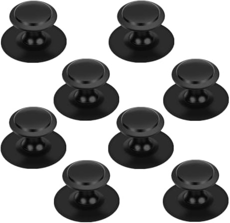 Luoyuanjia 8 Pcs Stick On Handles Universal Stainless Steel Self Adhesive Wardrobe Door Handles for Drawer Cabinets Kitchen Glass, Black