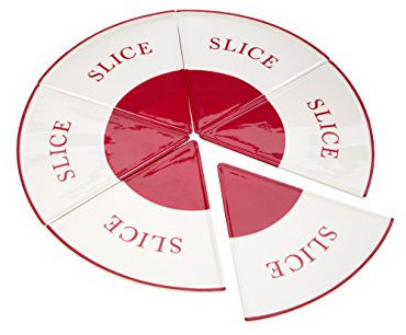 Premier Hollywood-Platos para Pizza (6 rebanadas), Color Rojo y Crema, Gres, 21 Centimeters cm, 6