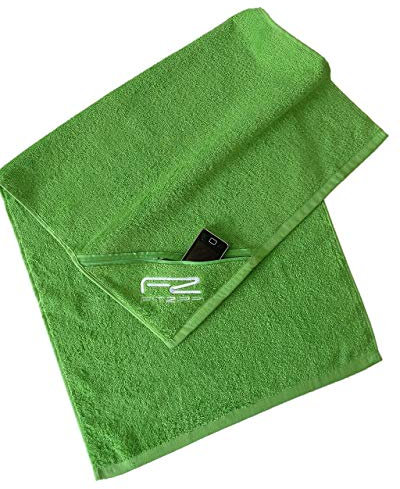 CKM Fitzipp Duschtuch mit wasserabweisender Tasche Baumwolle (70 x 140cm, Grün)